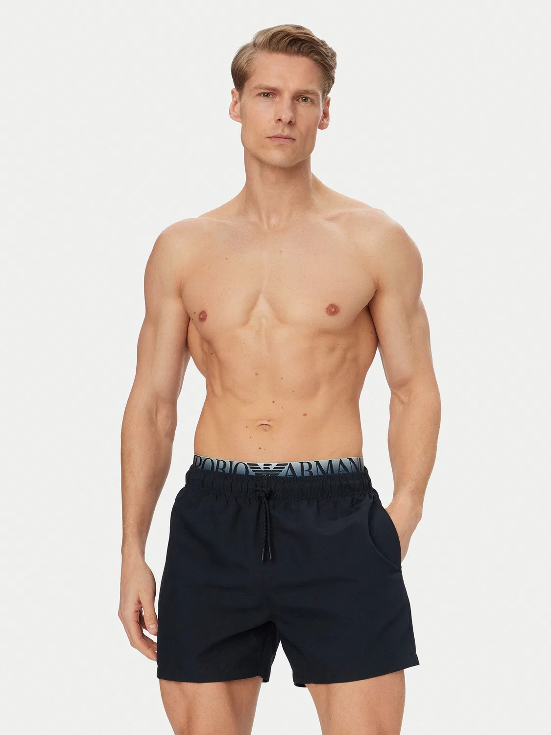Мужские спортивные шорты стандартного кроя Emporio Armani, темно-синий — фото 2