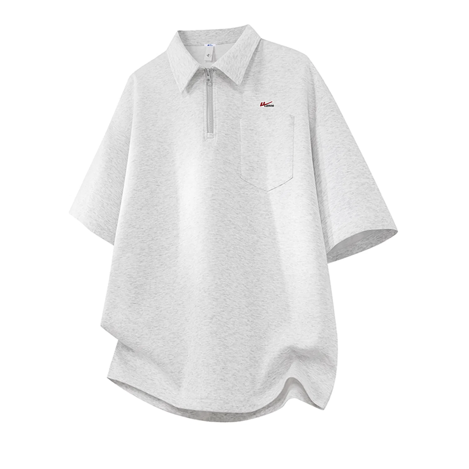Детское поло с воротником и умеренным прямым кроем, White Heather Gray (DIY Badge), WARRIOR