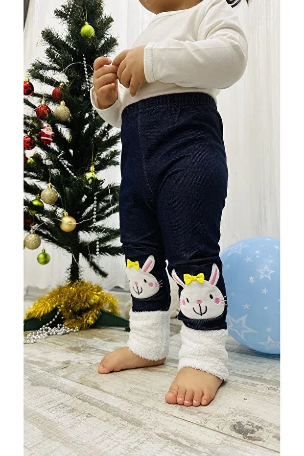 Детские леггинсы для девочек с вышивкой Td Collection, Jeans Blue — фото 2