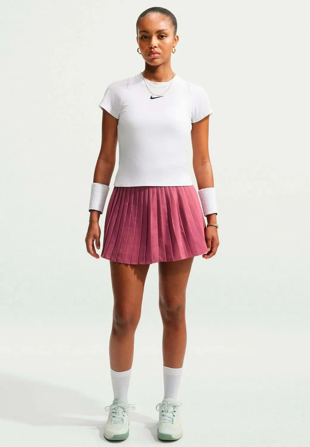 Rock w nk df vctry skrt hr plated - sport skirt Nike Performance, Pink Smoke White — фото 2