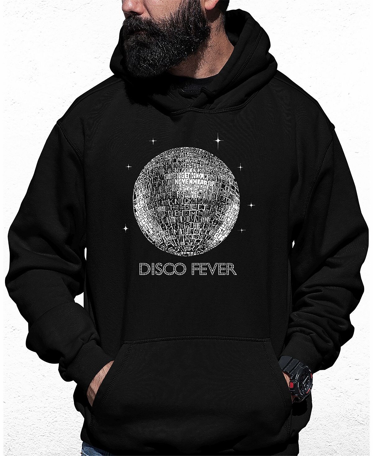 

Мужская толстовка с капюшоном disco ball word art LA Pop Art, черный