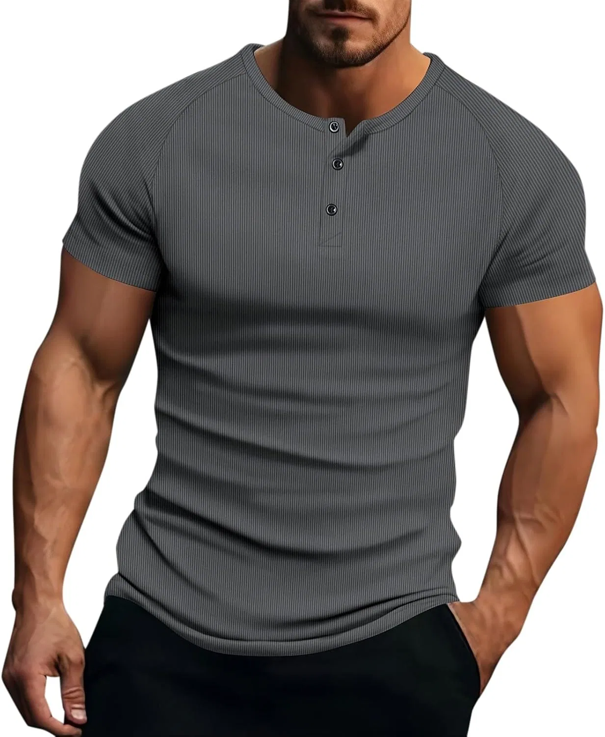 Мужская компрессионная футболка с ребристой тканью, Dark Gray
