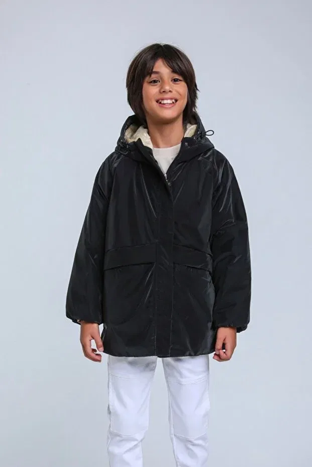 Детское пальто для мальчиков с вышивкой Shadow Premium Core Hausekids, Black — фото 3
