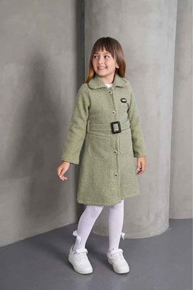 Детское пальто для девочек с поясом Best Of Kids, Khaki