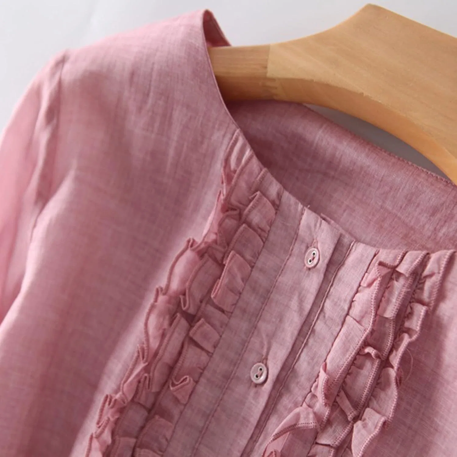 Женское платье из хлопка и льна с принтом, Half Sleeve Button Up, розовый — фото 2