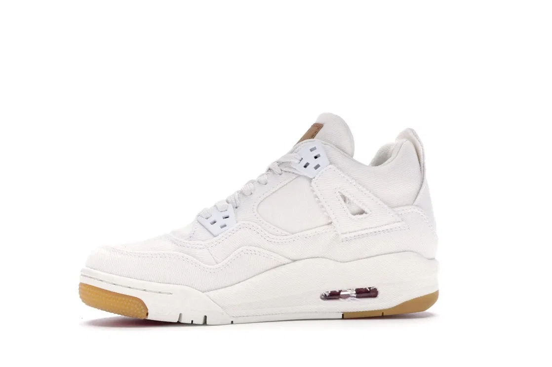 Детские кроссовки Lifestyle с джинсовым верхом Jordan 4 Retro Levis White (GS) (Levis Tag), White/White-White — фото 3