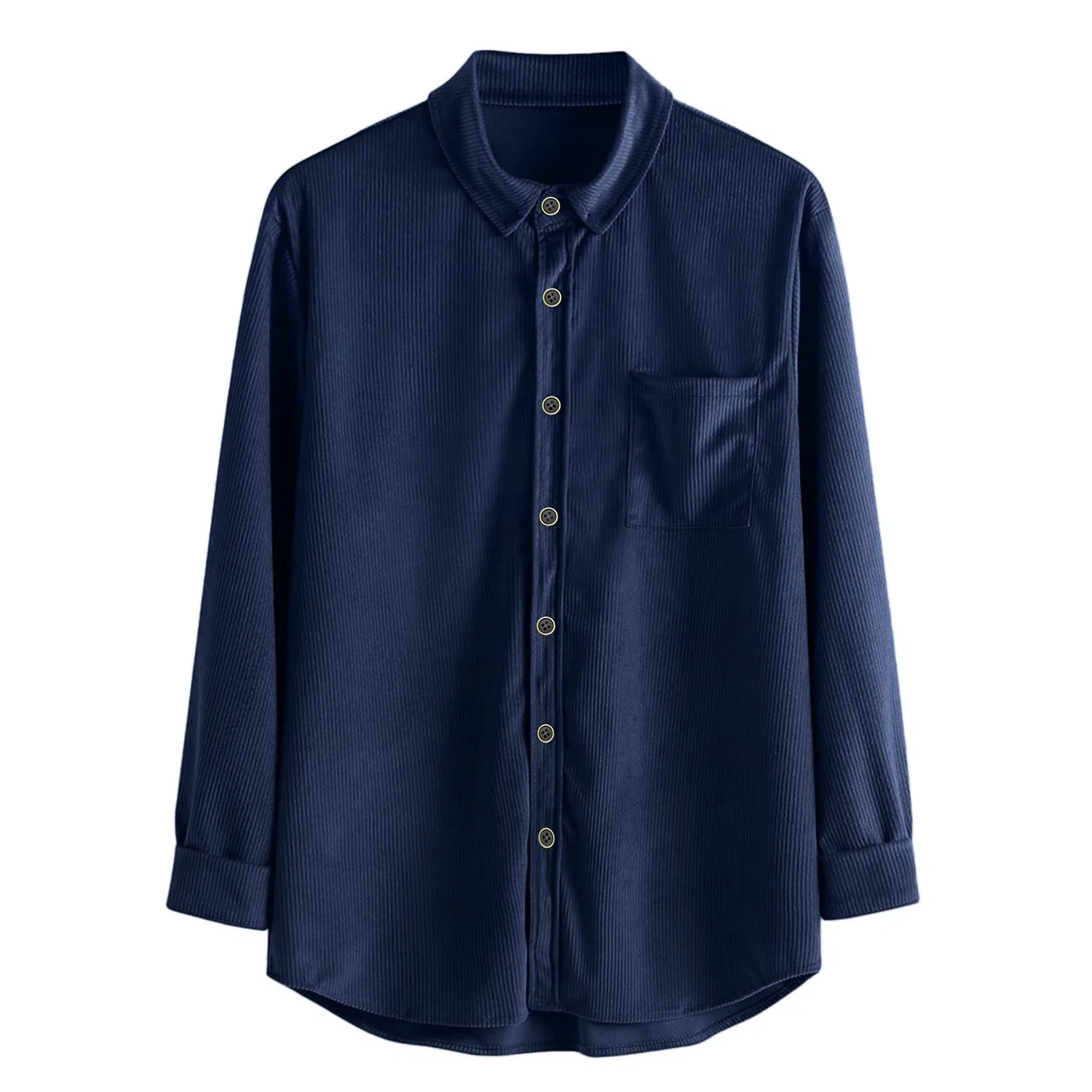 Мужская куртка с длинным рукавом, свободного кроя, из вельвета, Dark Blue — фото 4