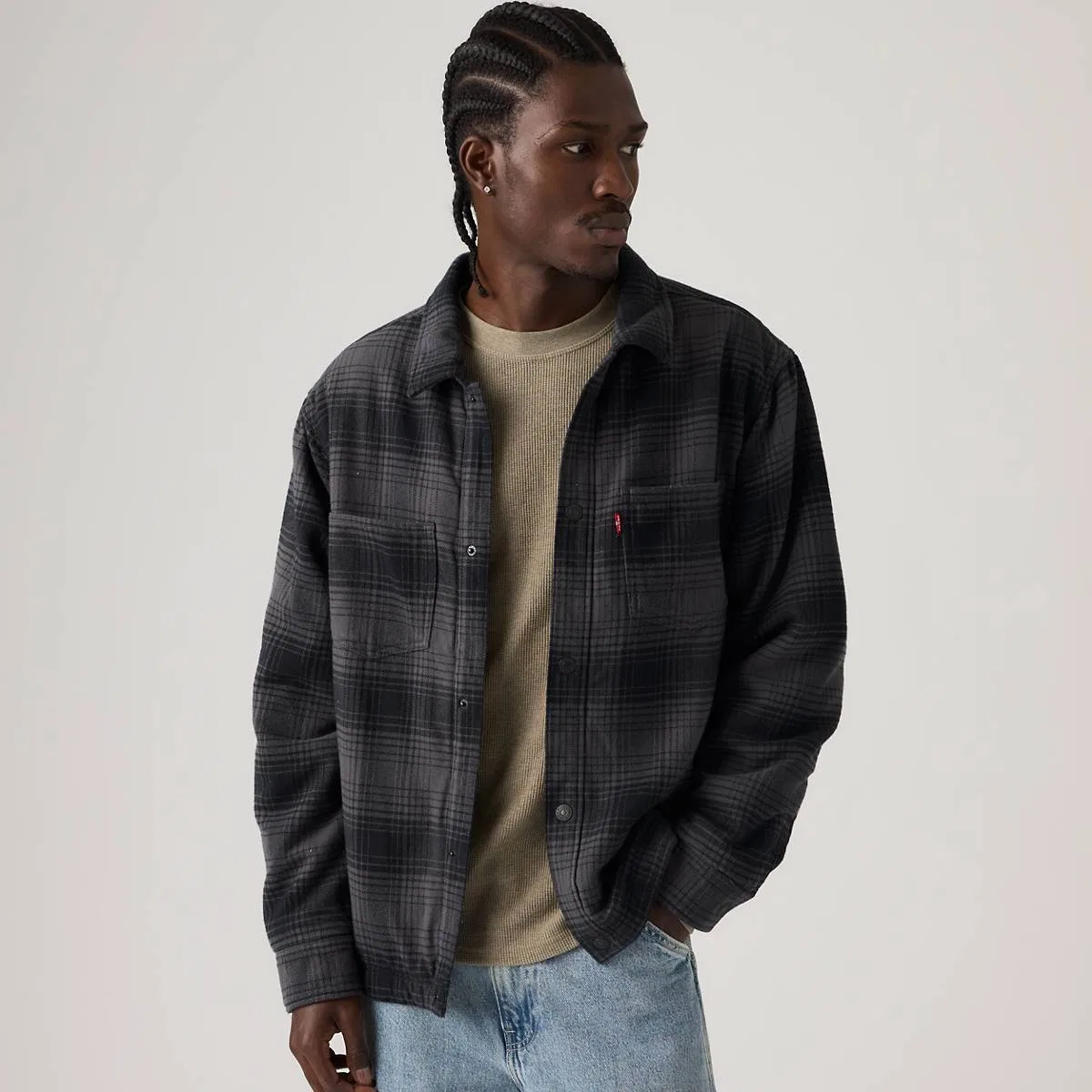 Рубашка Crowley Levi's, Colby Shadow Plaid Gray Pinstripe - Grey