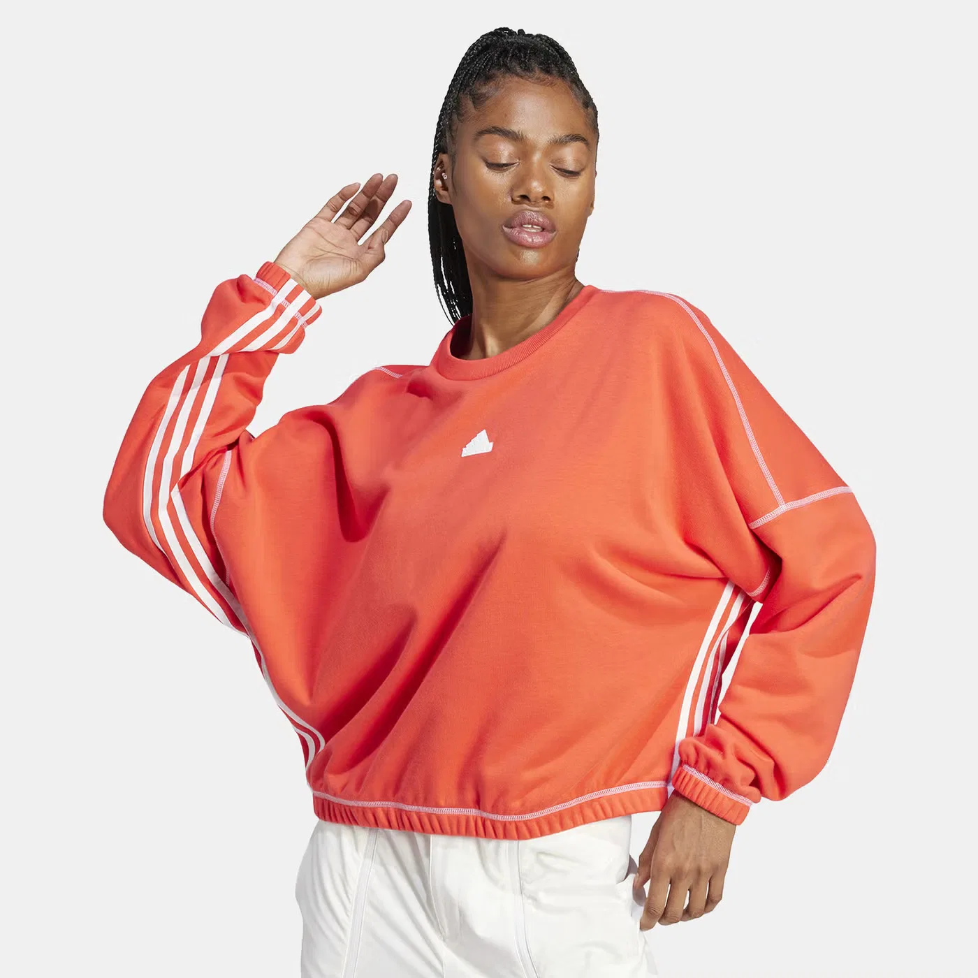 Свитшот женский с принтом Adidas, красный