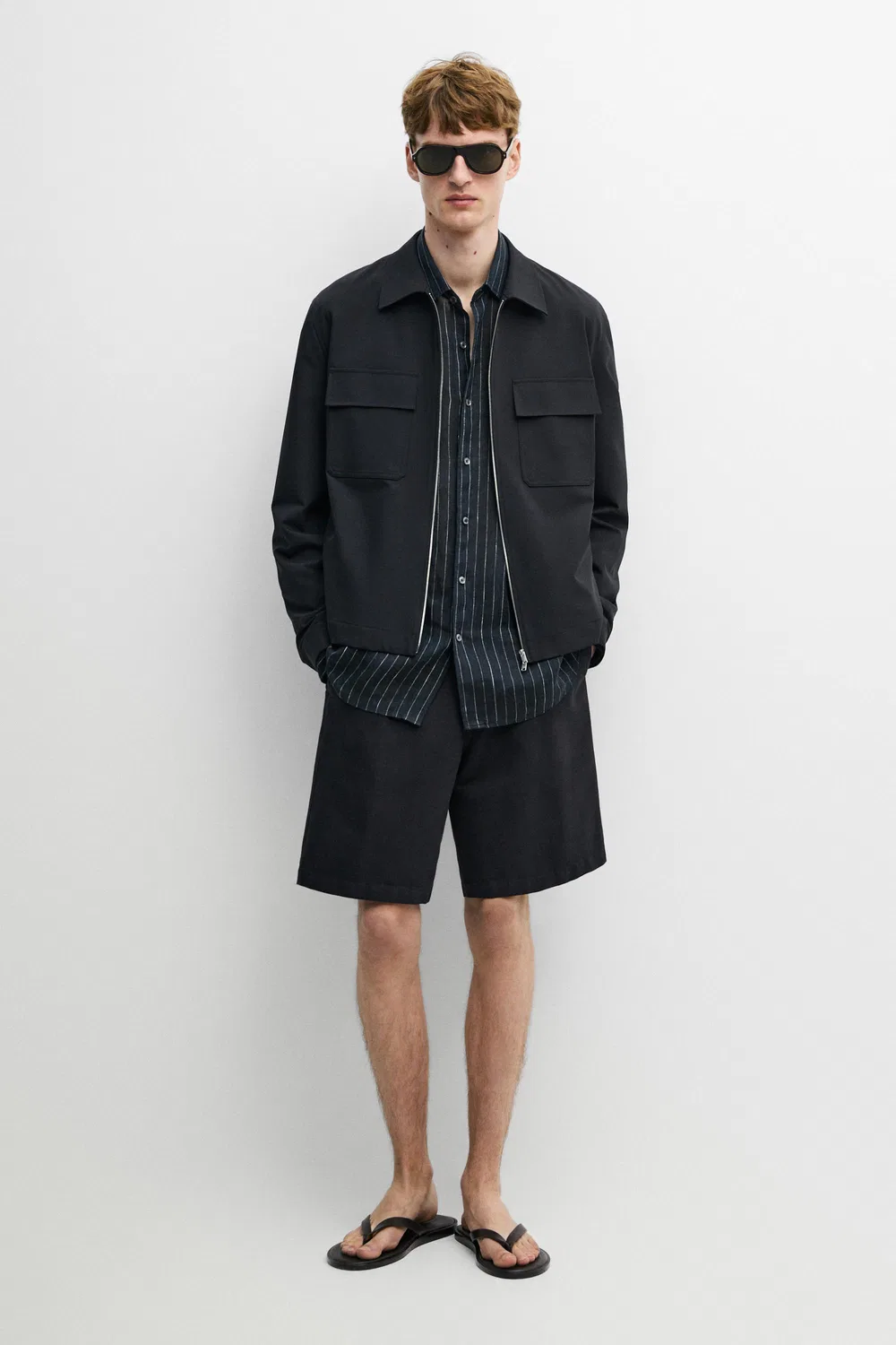 Техническая куртка с карманами Massimo Dutti, темно-синий