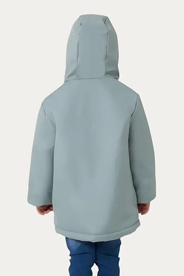 Детское зимнее пальто для девочек с капюшоном Outriverkids, Mint Green — фото 4