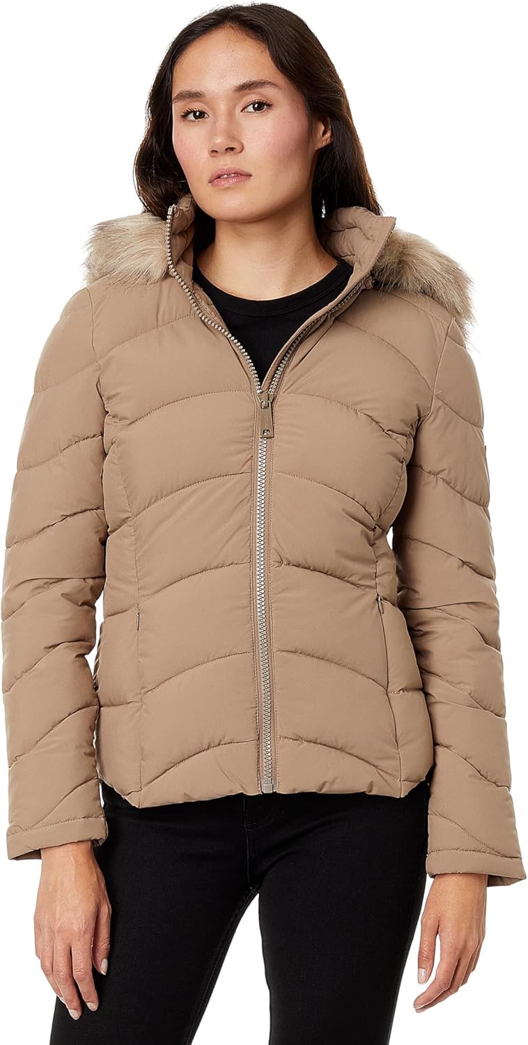 

Calvin Klein Короткая пуховик с отделкой из искусственного меха, Owl
