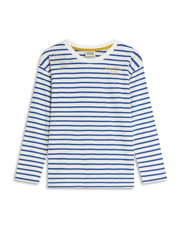 Детская футболка для мальчиков с длинным рукавом с принтом Scotch & Soda, Strong Blue Stripe