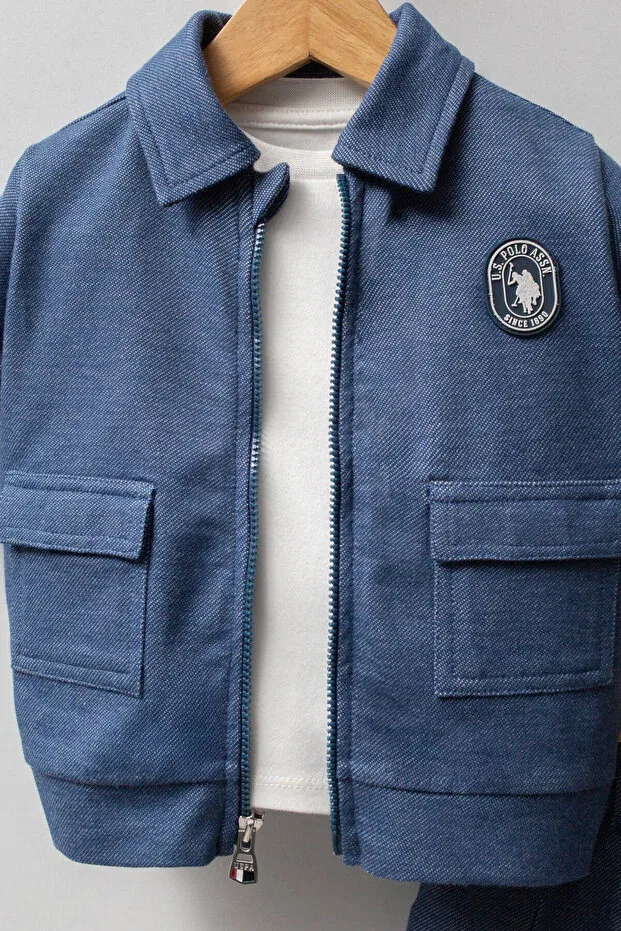 Детский комплект для мальчиков хлопковый U.S. Polo Assn., Blue — фото 3