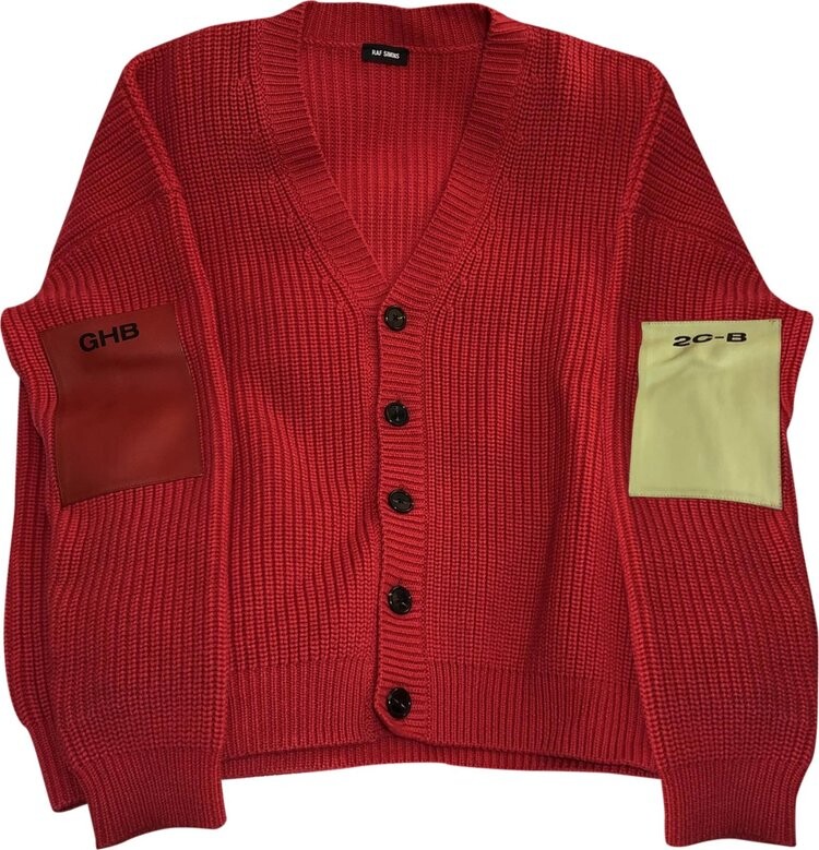 

Кардиган Raf Simons Oversized V-Neck Patch Cardigan 'Red', красный