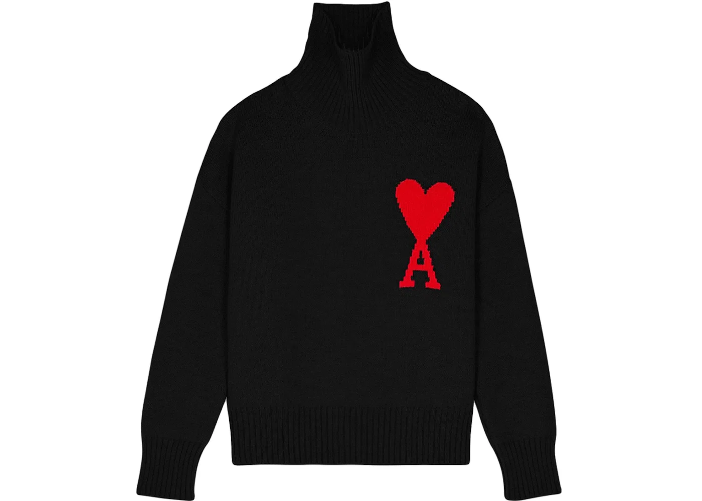 Мужской свитер оверсайз с воротником-трубой Ami Paris, Black/Red