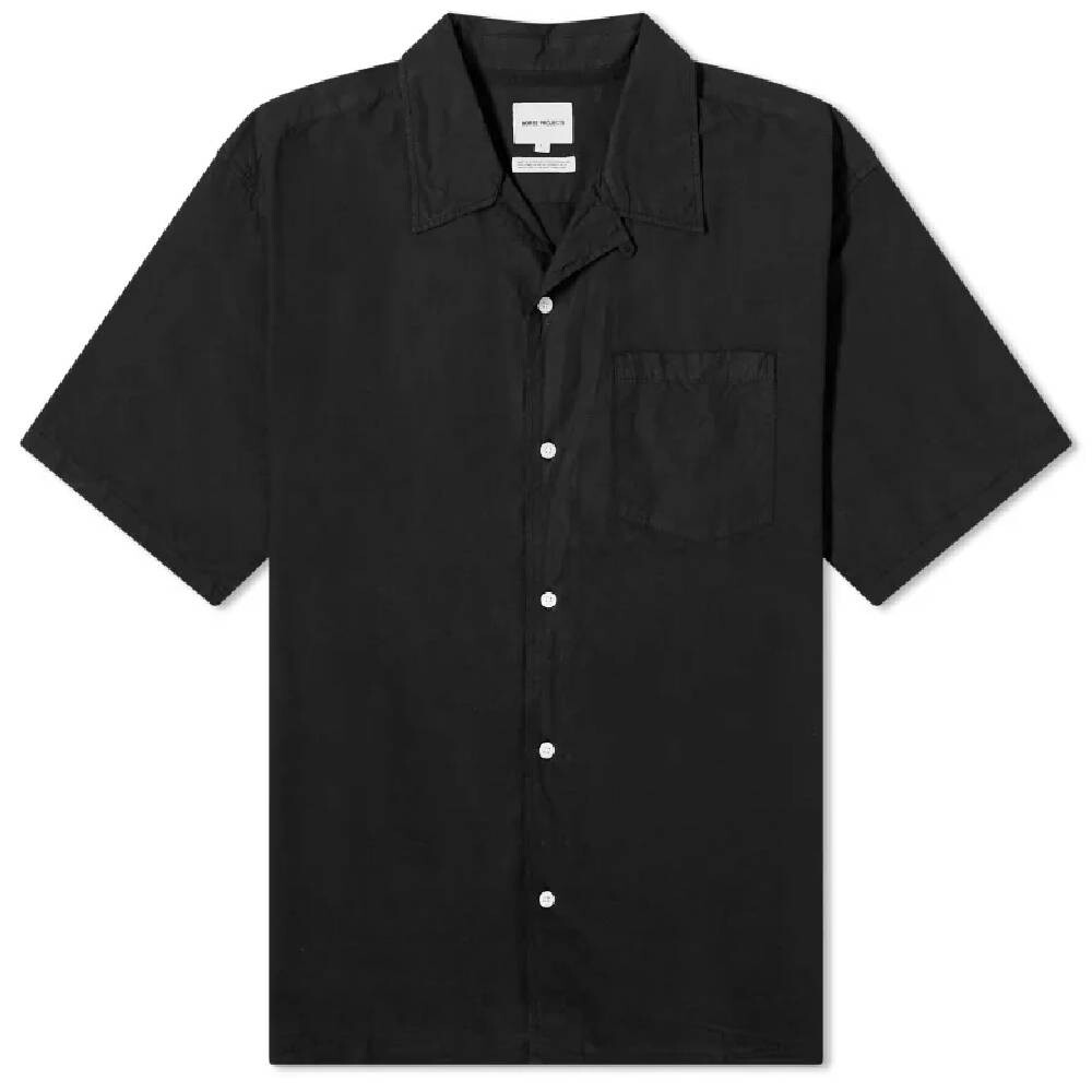 

Рубашка с коротким рукавом Norse Projects Carsten Cotton Tencel, черный