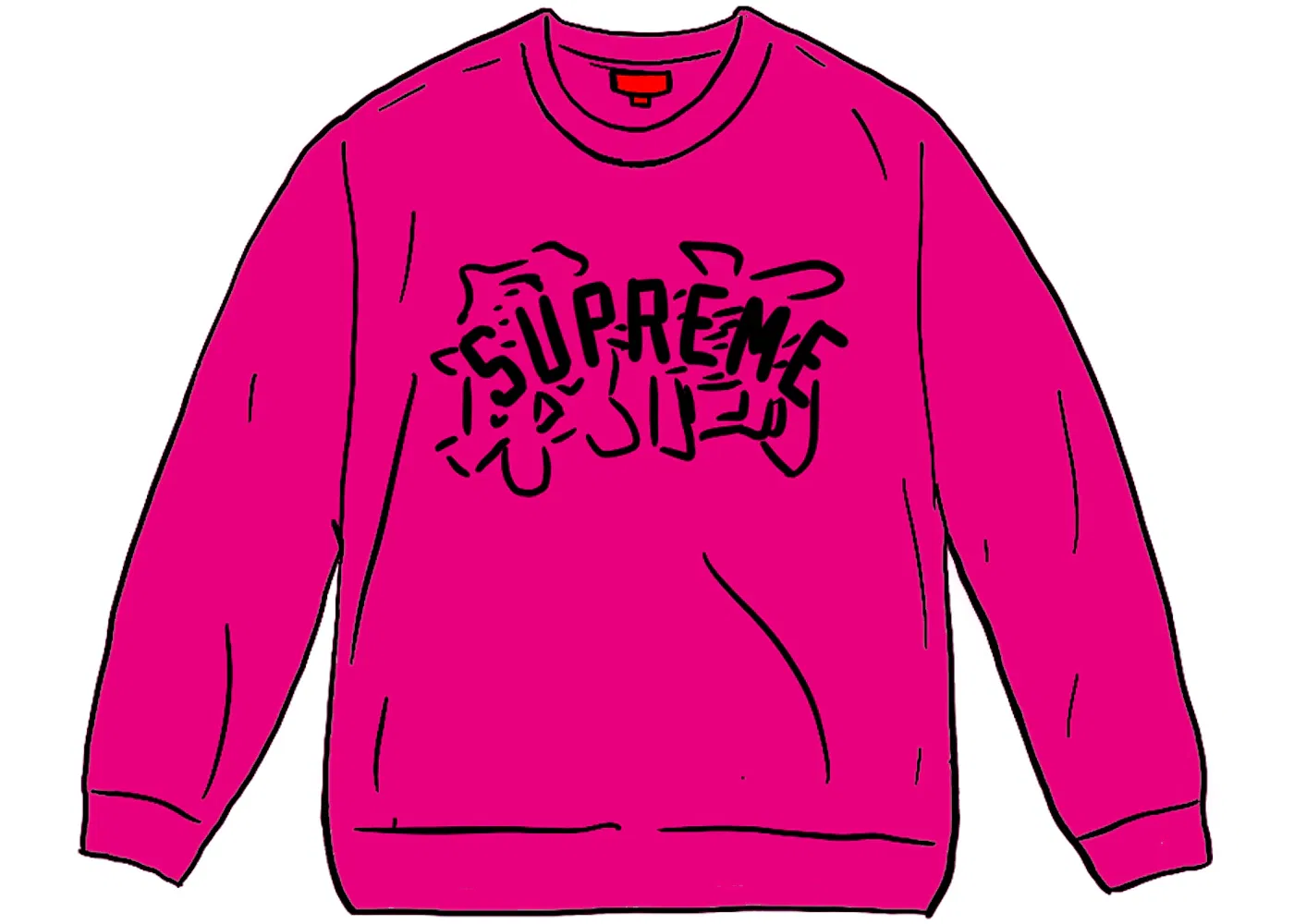 Мужской свитшот с принтом Supreme Kanji Logo Crewneck, Fuchsia