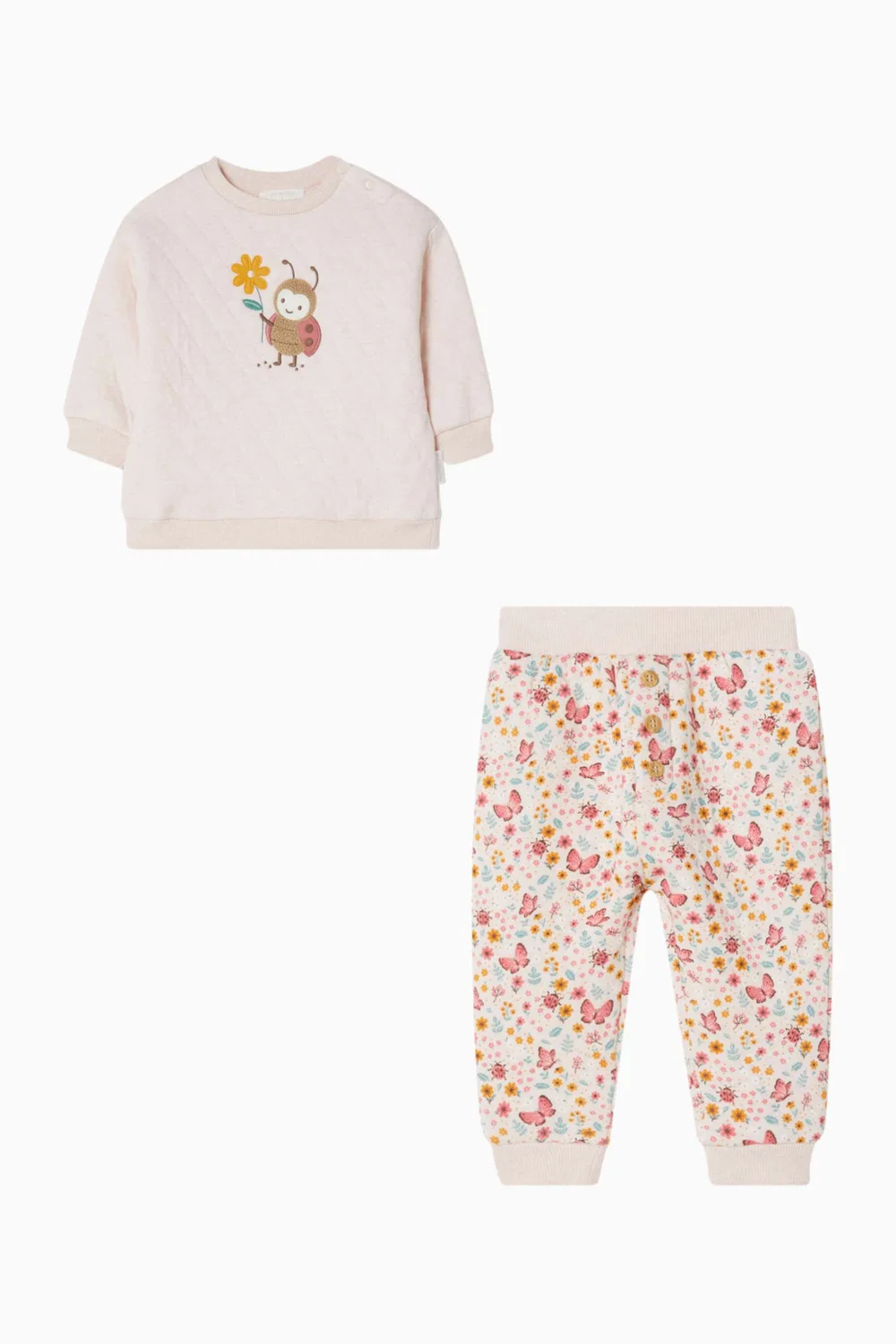 Комплект стеганый топ и штаны Purebaby, розовый — фото 2