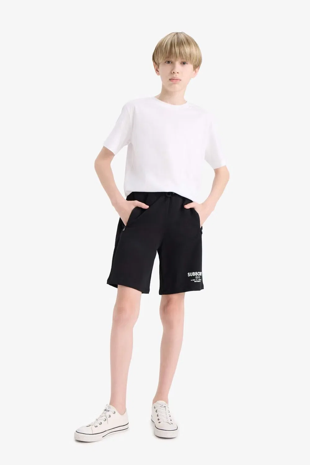 Шорты из футера с принтом New Regular Fit Defacto, черный — фото 2