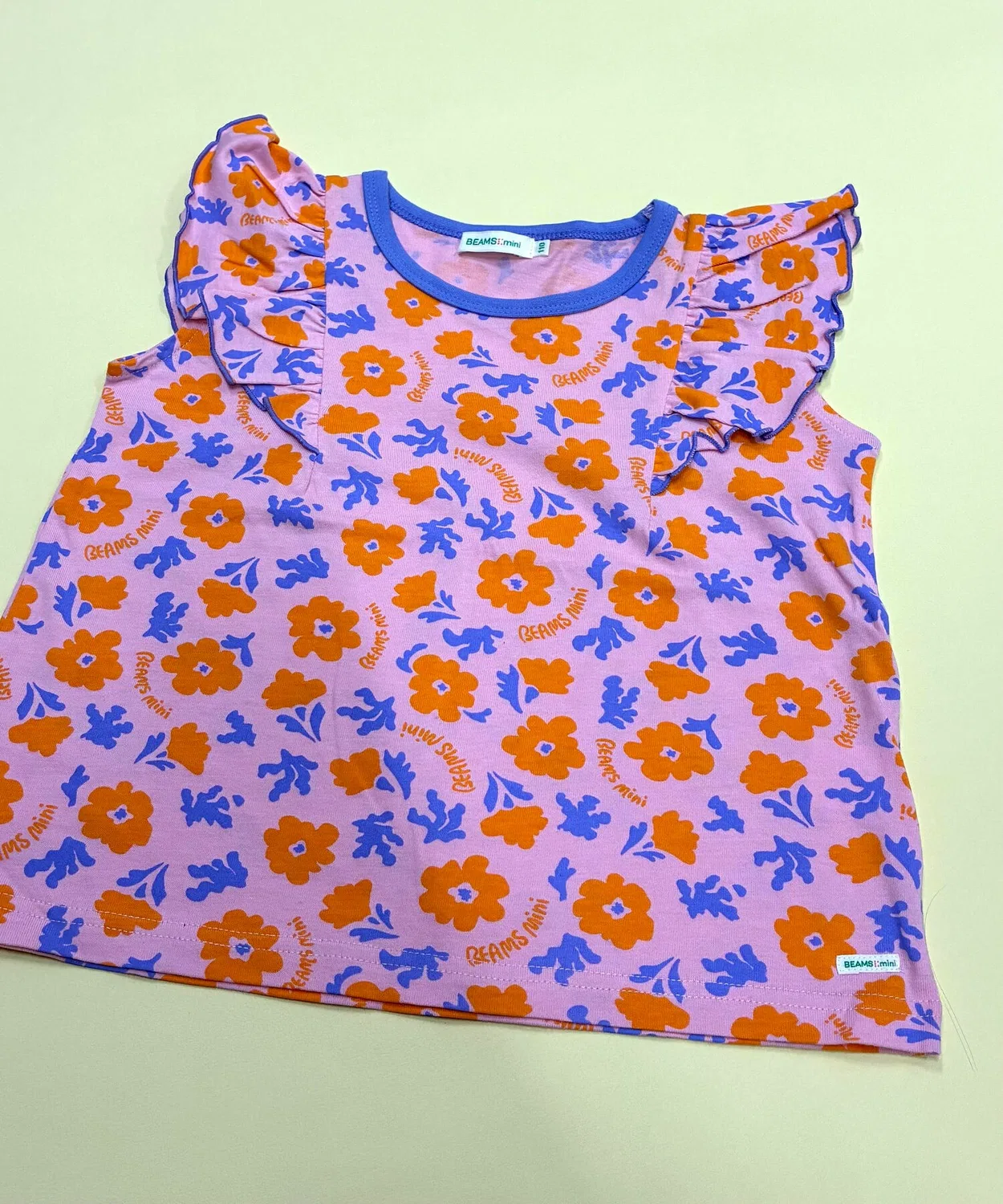 Детская футболка с цветочным принтом и воланами, модель Flower Frill BEAMS mini, Розовый — фото 2