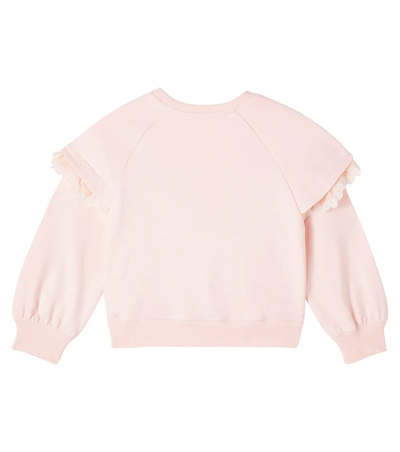 Толстовка из хлопкового флиса с кружевной отделкой Chloé Kids, розовый — фото 4