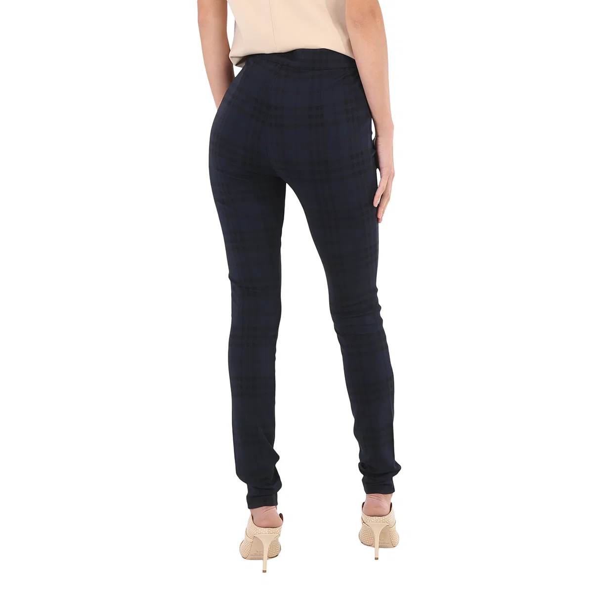 Леггинсы с принтом Midnight Navy Check Print Stretch Jersey Burberry, Midnight Navy Ip P — фото 4