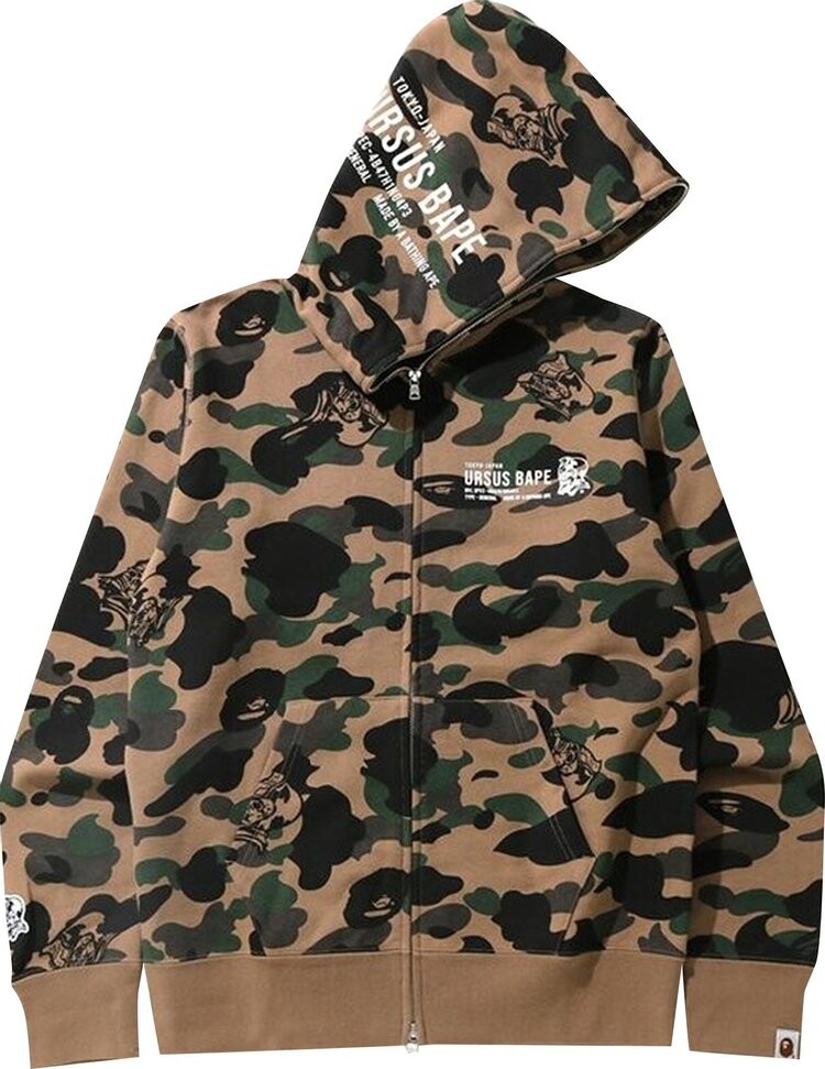 

Худи BAPE Ursus Camo Full Zip Hoodie 'Olive', зеленый