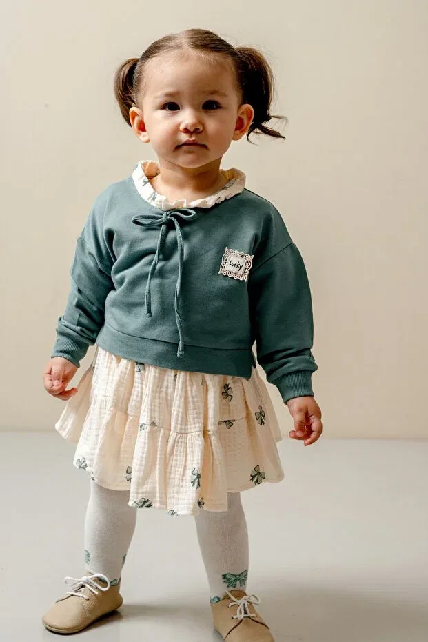 Детский комплект для девочек с длинным рукавом Glam Jnf Kids, Green — фото 3