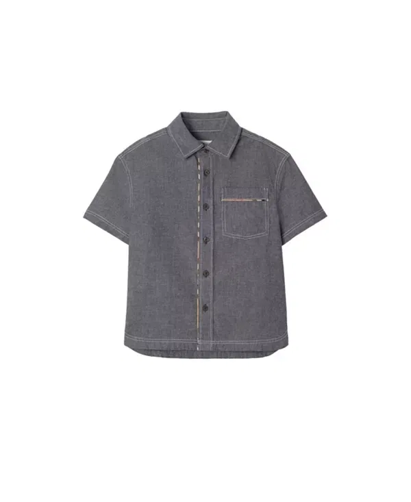 Детская рубашка для мальчиков хлопковая Burberry, Damson Blue Melange