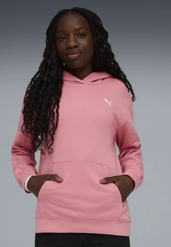 Худи с капюшоном хлопок Essentials tape relaxed hoodie Puma Wild Pink, розовый — фото 2