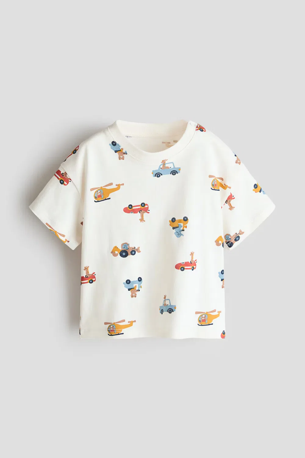 Хлопковая футболка с принтом H&M, Cremefarben/Autos