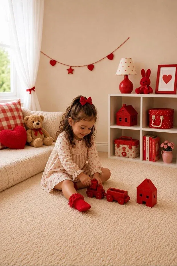 Детские носки с узором 3 предмета Organic cotton premium 3-piece baby tulle socks Lakoren, Red — фото 3