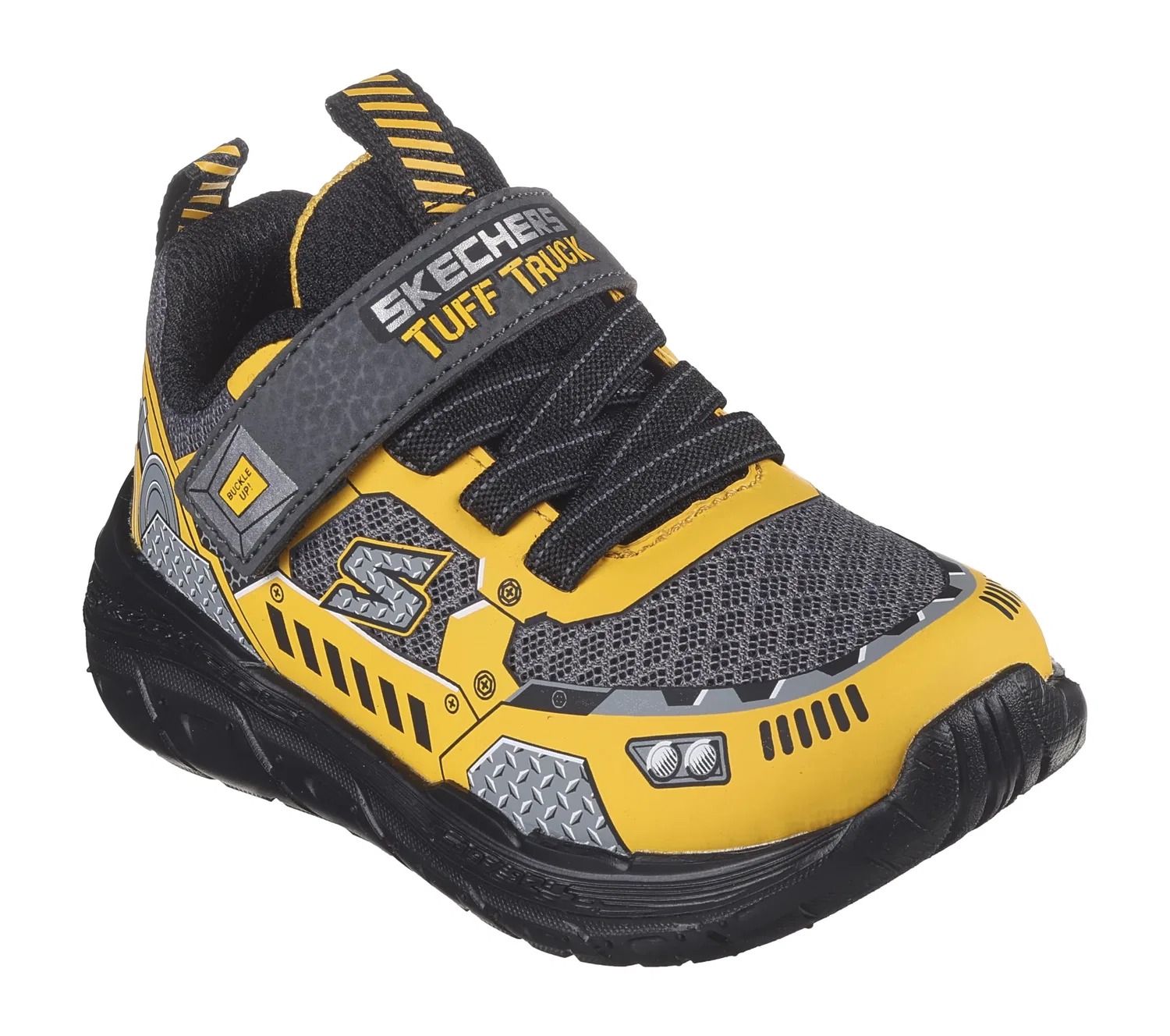 Детские кроссовки для мальчиков с подсветкой Skechers, TRACCE DI SKECH, Charcoal Synthetic Textile Yellow Trim — фото 2