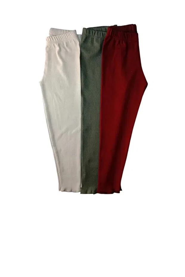 Детские леггинсы для девочек утепленные комплект 3 шт Berat Moda, Bordo-Haki-Bej