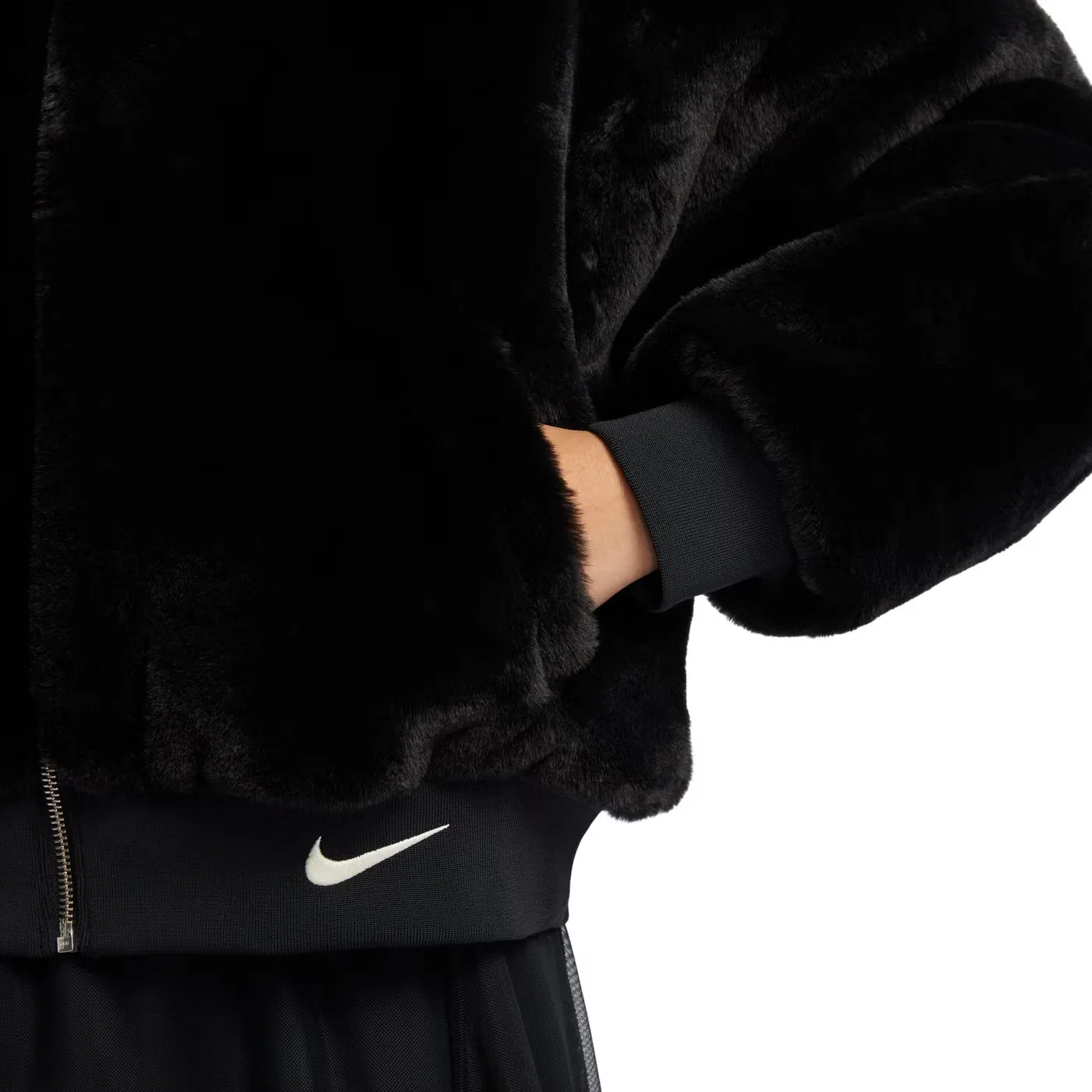 Куртка-бомбер с искусственным мехом, двусторонняя Nike, черный — фото 2