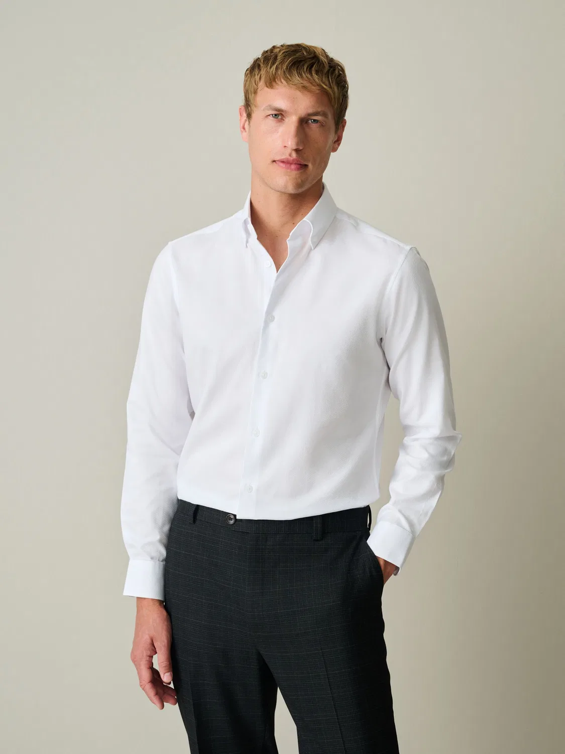 Рубашка с отложным воротником, slim fit Next, белый