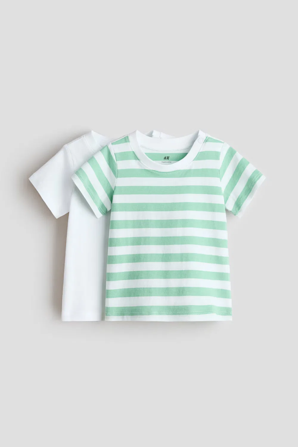 Комплект из 2 хлопковых футболок H&M, Hellgrün/Weiß