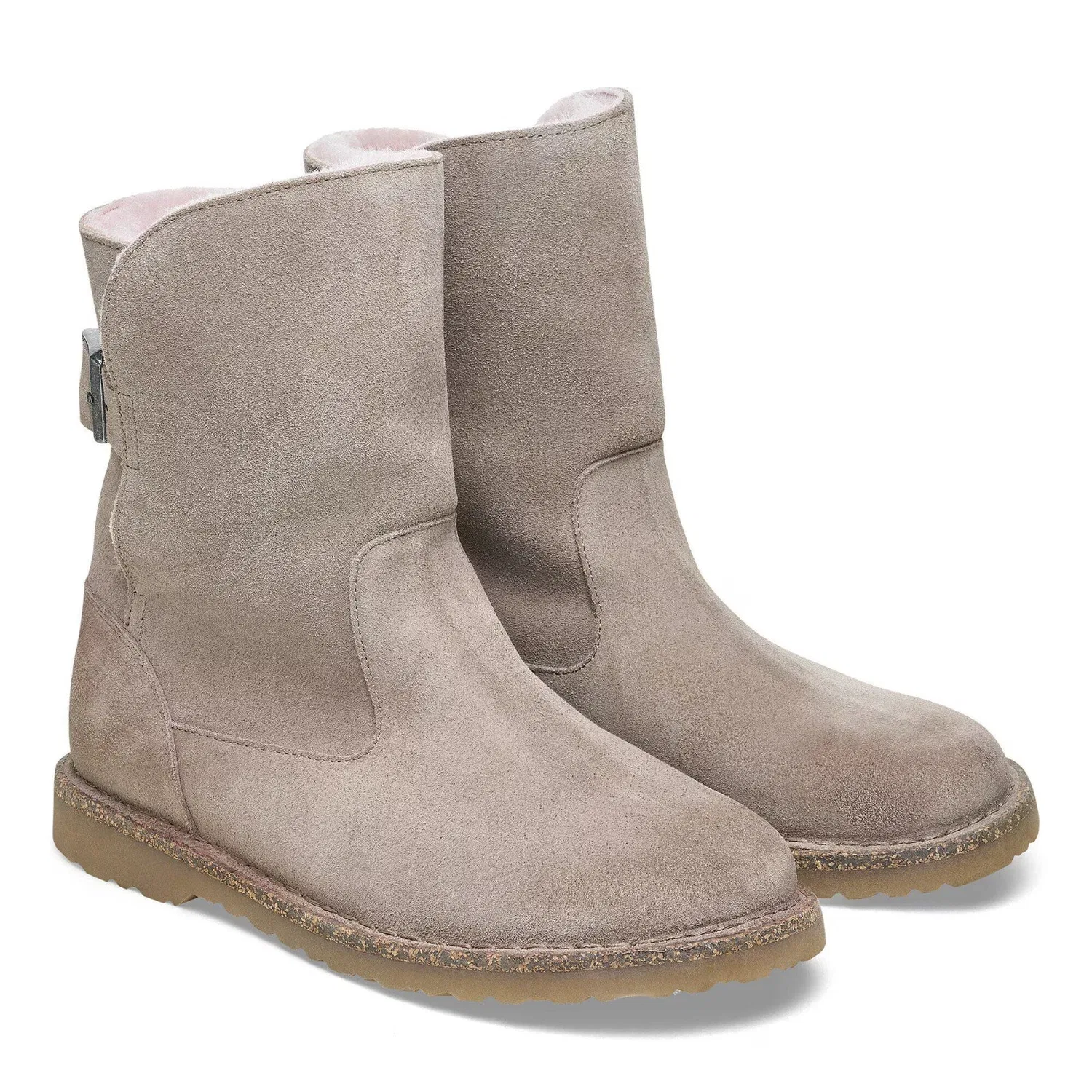 Мужские ботинки Birkenstock Uppsala 102342, серо-бежевые, замшевые, с меховой отделкой, модель HAWK3158 — фото 4