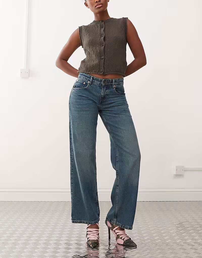 

Джинсы Motel с параллельной линией талии и низкой посадкой, ярко-синего цвета