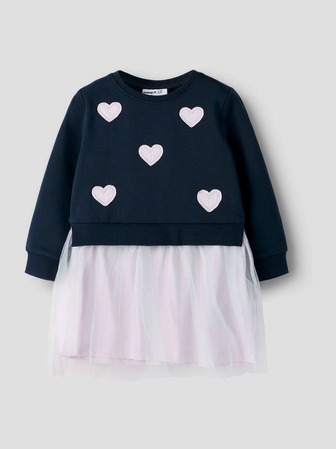 Платье из футера с тюлем Name It, Navy/Lilac