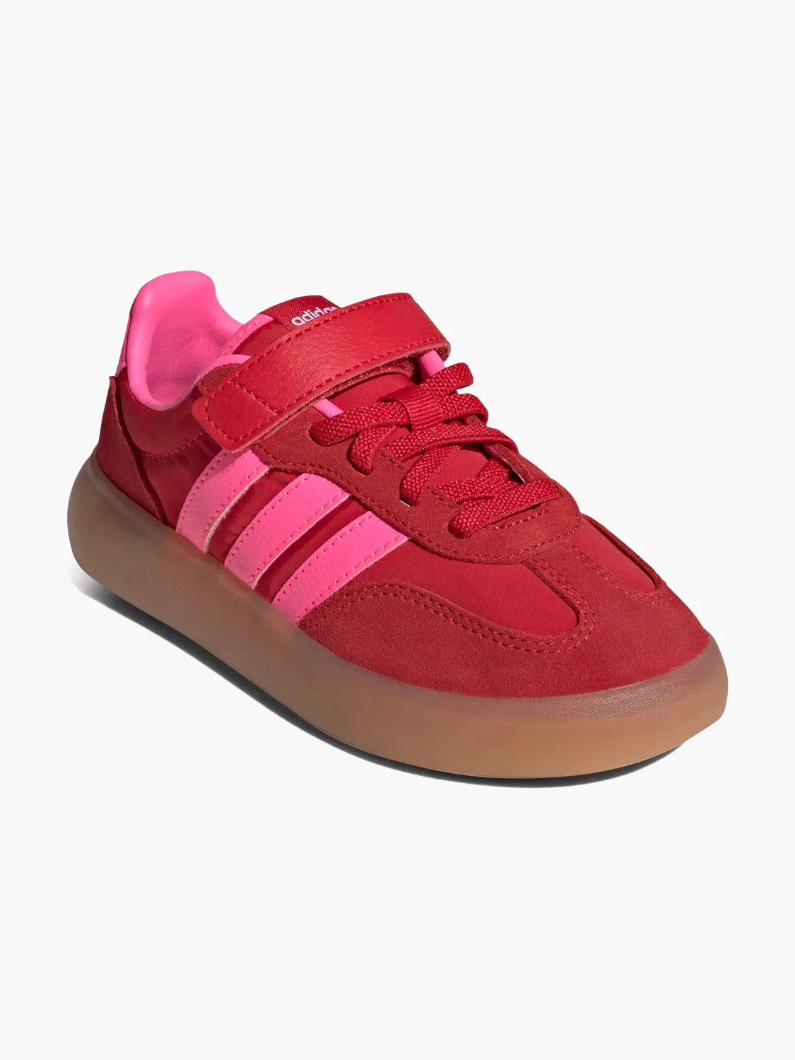 Детские кроссовки для девочек с эластичной шнуровкой Adidas, красный — фото 2