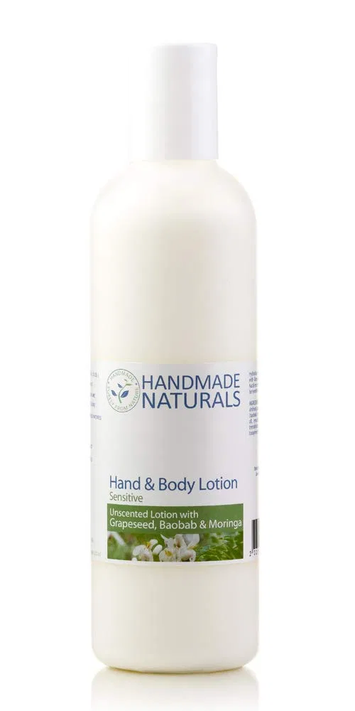 Лосьон для рук и тела Unscented Nut-free, Handmade Naturals, с маслом виноградных косточек, баобаба и моринги, 100 мл