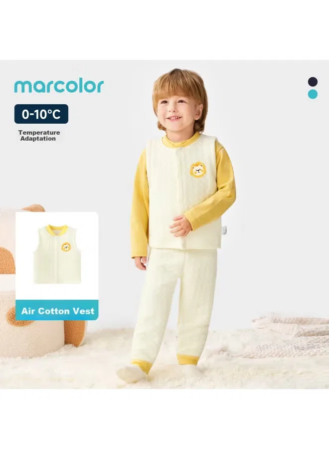 Жилет детский утепленный стеганый с принтом львенок Marcolor, желтый