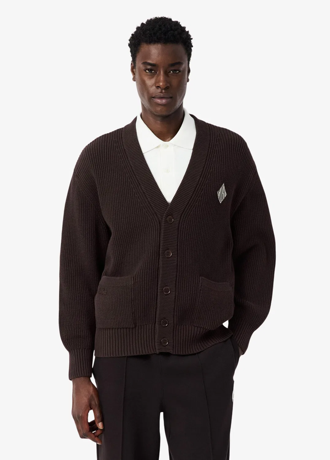 Кардиган Relaxed Fit V-образным вырезом Lacoste, коричневый — фото 2