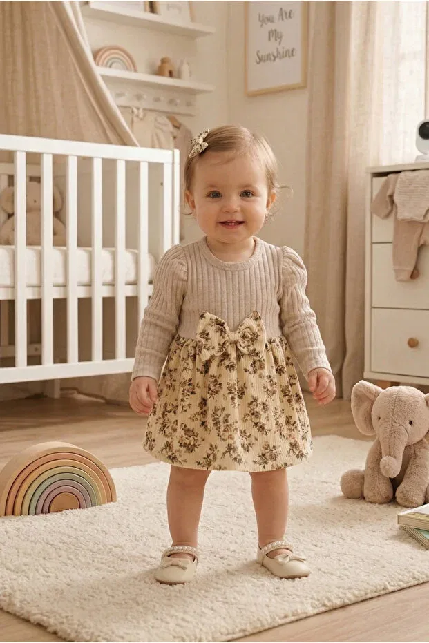 Детское платье для девочек хлопковое Genybaby, Beige