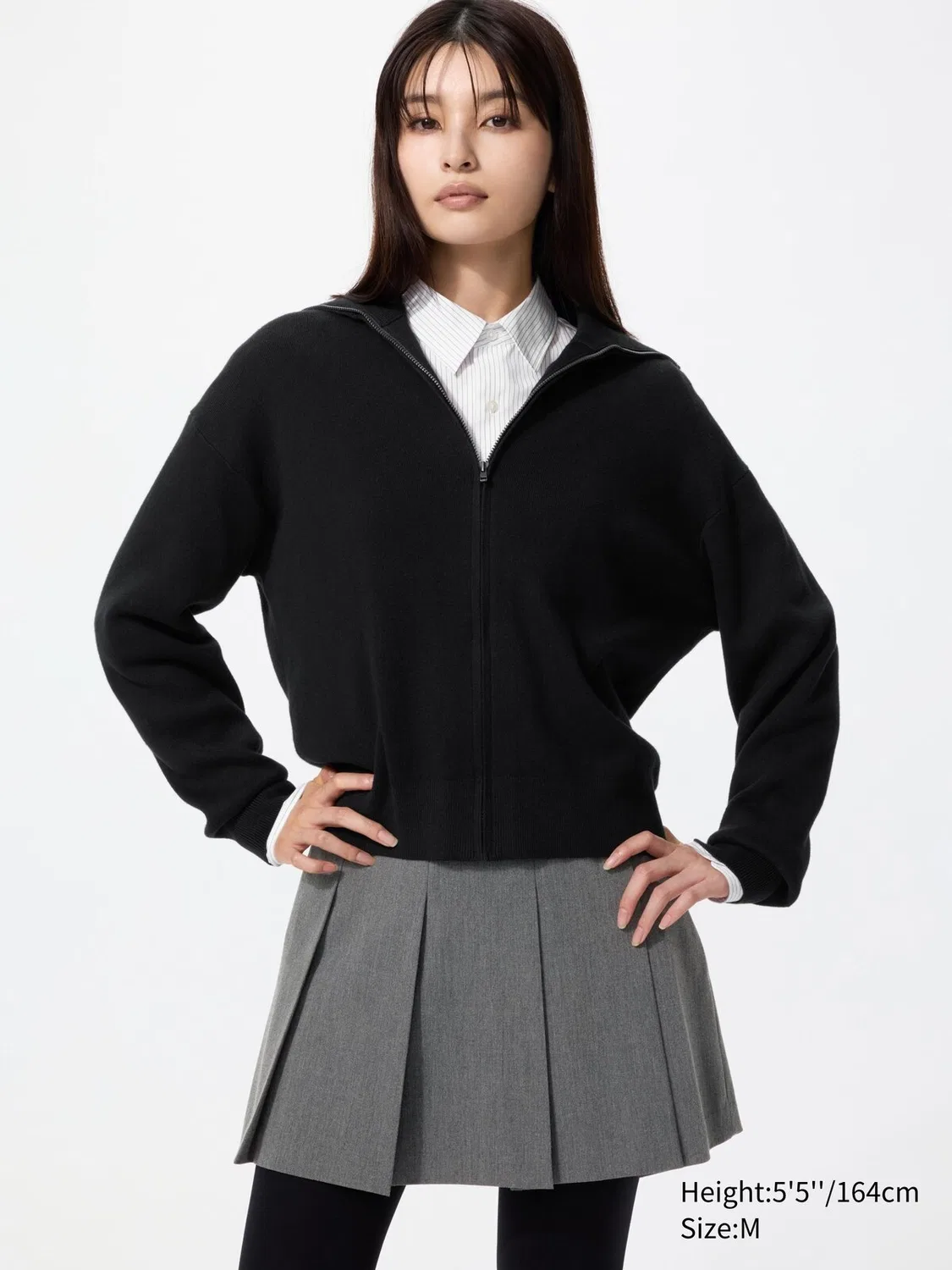 Кардиган Uniqlo, хлопковый, для повседневной носки, черный