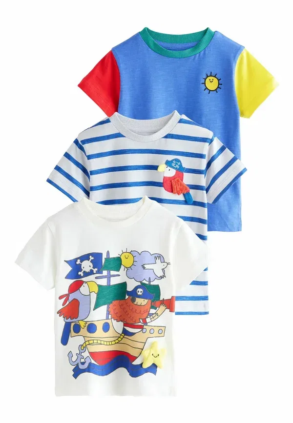 Футболка хлопковая Regular Fit с аппликацией 3 Pack Next Pirates, синий