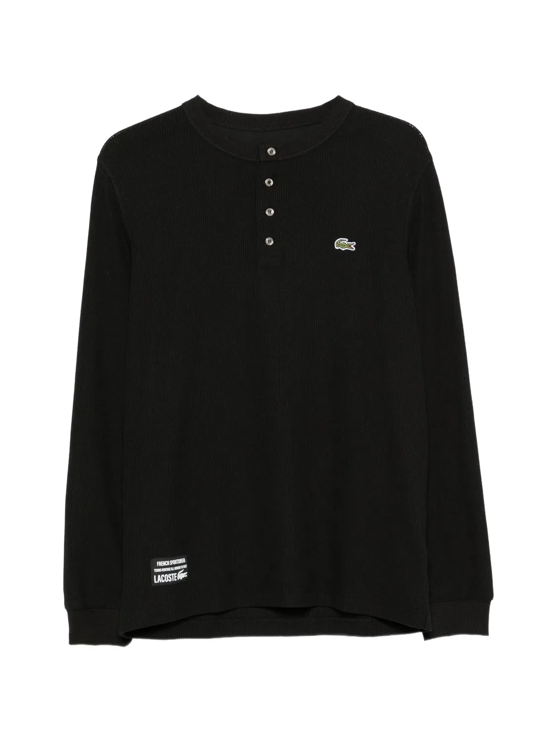Футболка Henley с логотипом, черная Lacoste, черный