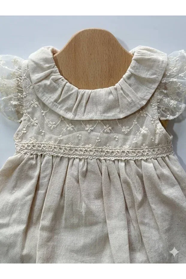 Детское платье для девочек кружевное Summer Dress Kapsülbebek, Ecru — фото 3
